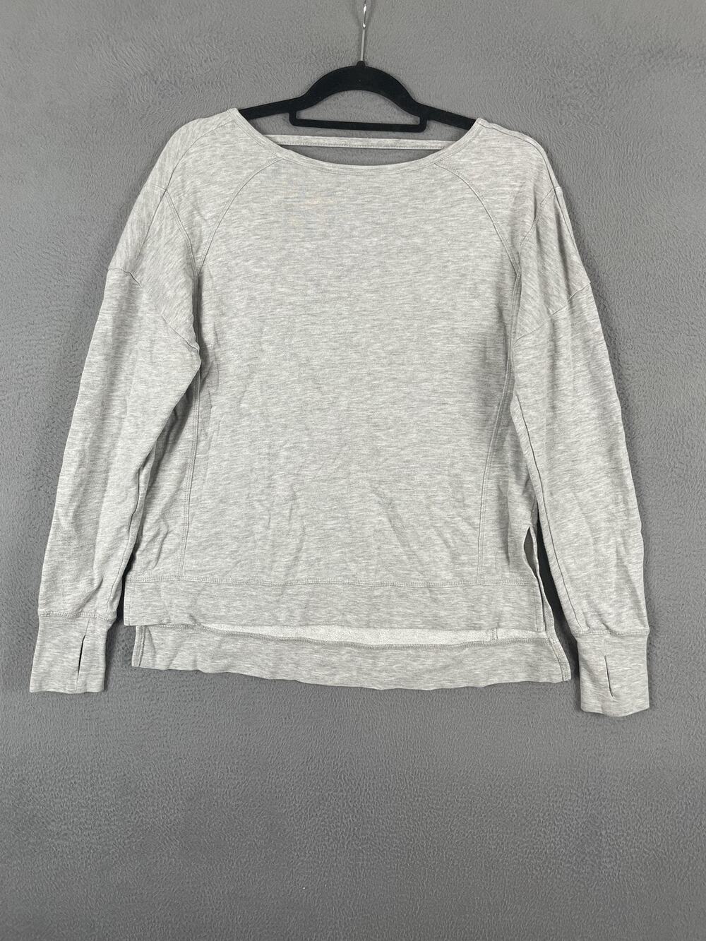 Sweaty Betty Sweatshirt Womens XS Gray Pullover Terry Scoop Neck Relaxed Logo
